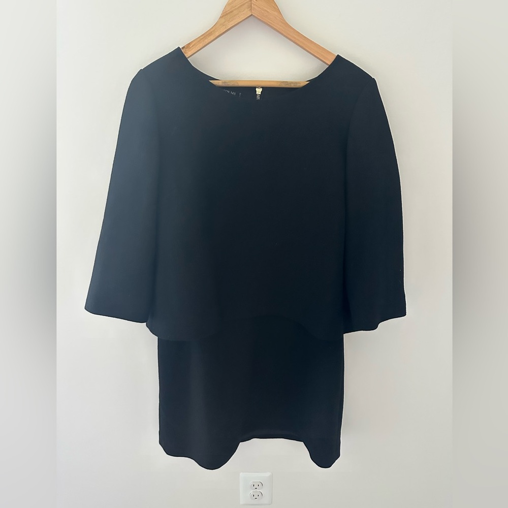 Lafayette 148 black 3/4 sleeve layered look dress size 10